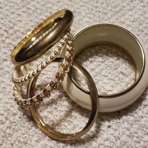 White and gold bangle bracelets